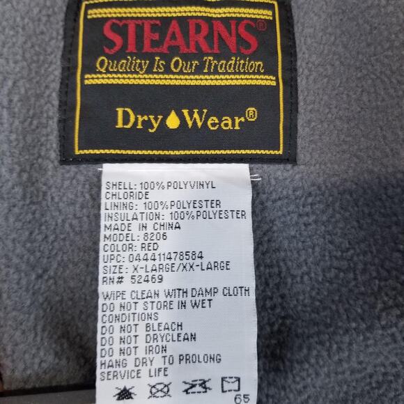 Stearns Dry Wear Jacket Mens XL 2XL Red Gray Hooded Waterproof Outdoor 8206 - Picture 3 of 8